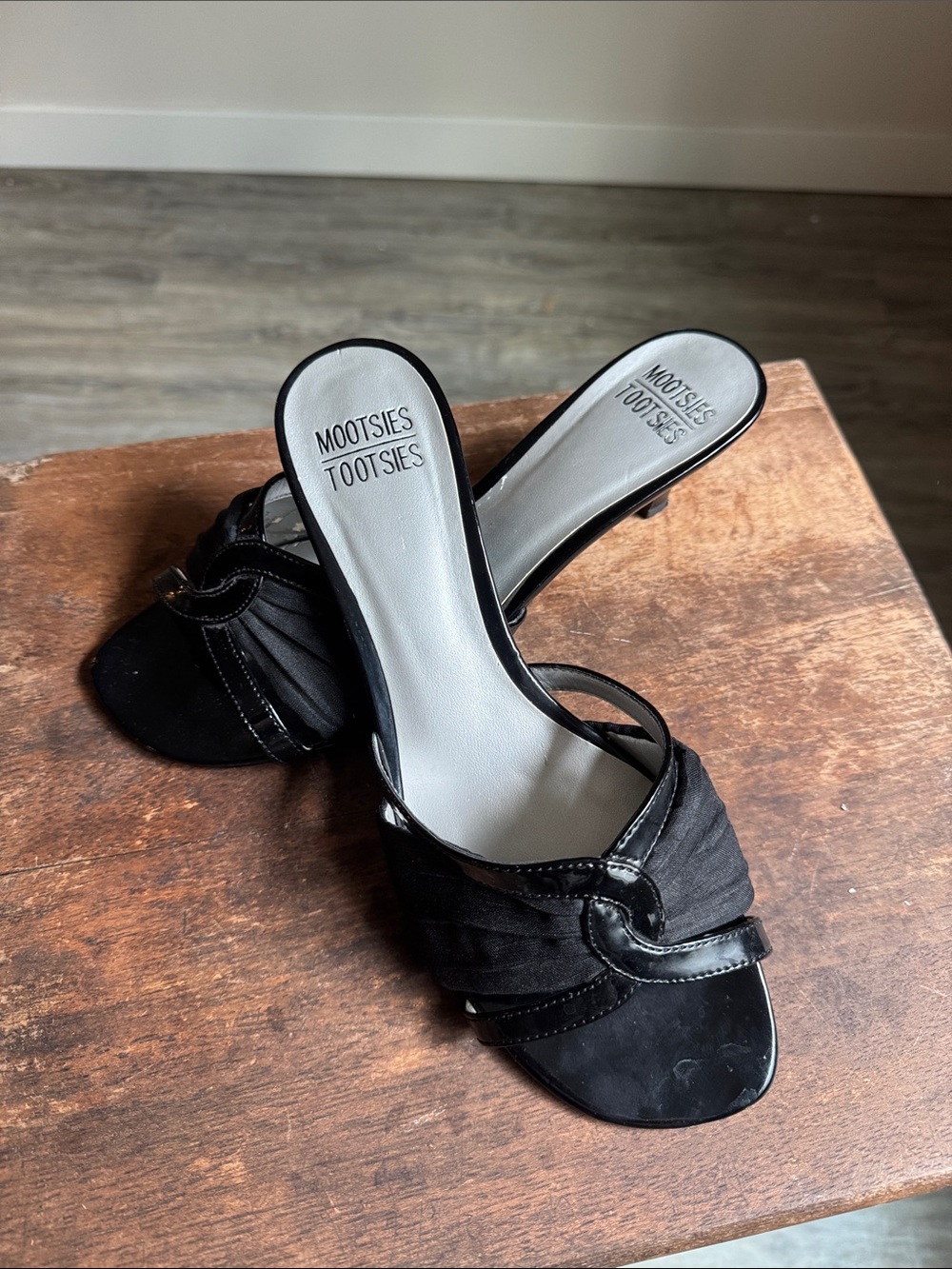 Mootsies Tootsies Black Knotted Slip-On Heeled Mules